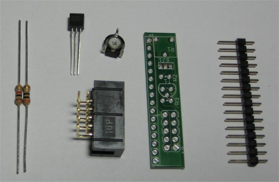 Teile zum Aufbau des LCD Adapters